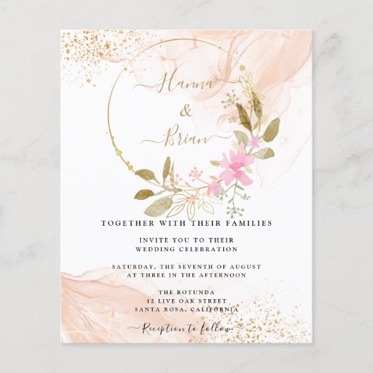 Blush Pink Floral, Spring Pink Wedding Flyer (Voorkant)