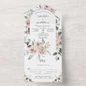 Blush Pink Floral Spring Weddenschap met RSVP All In One Uitnodiging (Binnen)