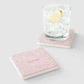 Blush Pink floral Stone Onderzetter (Zijkant)