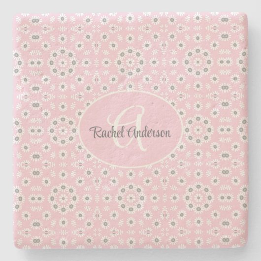 Blush Pink floral Stone Onderzetter (Voorkant)