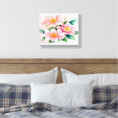 Blush Pink Floral Stretched Canvas (Insitu (Slaapkamer))