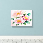 Blush Pink Floral Stretched Canvas (Insitu (Houten vloer))