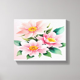 Blush Pink Floral Stretched Canvas
