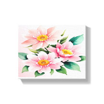 Blush Pink Floral Stretched Canvas