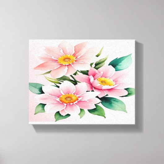 Blush Pink Floral Stretched Canvas Afdruk (Voorkant)