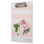 Blush Pink  Floral Stripes Aangepast Klembord (Links)