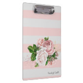 Blush Pink  Floral Stripes Aangepast Klembord (Rechts)