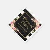 Blush Pink Floral Stripes Klasse van 2025 Afstuder Servet (Hoek)