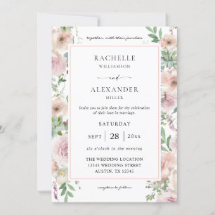 Blush Pink Floral & Succulent 2 Wedding Kaart