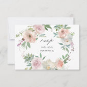 Blush Pink Floral & Succulent w Meal RSVP Card (Voorkant)