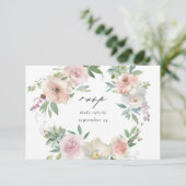 Blush Pink Floral & Succulent w Meal RSVP Card (Staand voorkant)