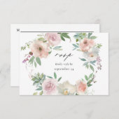 Blush Pink Floral & Succulent w Meal RSVP Card (Voorkant / Achterkant)