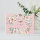 Blush Pink Floral & Succulent w Meal RSVP Card PK (Staand voorkant)