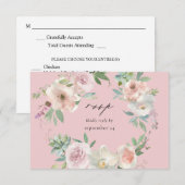 Blush Pink Floral & Succulent w Meal RSVP Card PK (Voorkant / Achterkant)