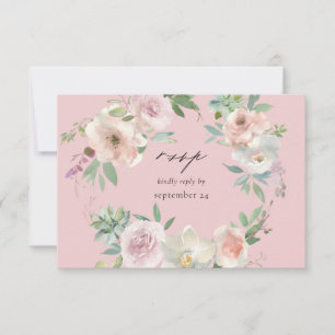 Blush Pink Floral & Succulent w Meal RSVP Card PK Kaartje