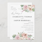 Blush Pink Floral & Succulent Wedding Kaart (Voorkant / Achterkant)