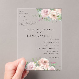 Blush Pink Floral & Succulent Wedding V2 Acryl Uitnodigingen