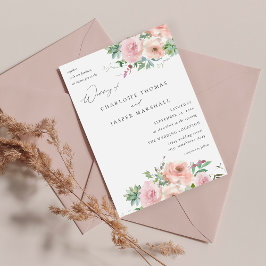 Blush Pink Floral & Succulent Wedding V2 Kaart