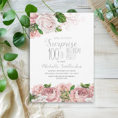 Blush Pink Floral Surprise 100th Birthday Kaart