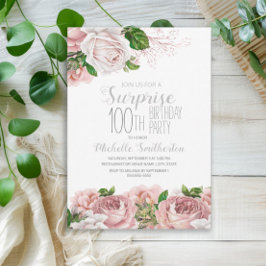 Blush Pink Floral Surprise 100th Birthday Kaart