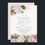 Blush Pink Floral Surprise 21st Birthday Kaart<br><div class="desc">Elegant modern botanisch blush roze waterverf floral (roos) en greenery on white garden-thema verrassing 21st verjaardagsfeest. Tekst,  lettertype,  tekengrootte en kleur zijn volledig aanpasbaar,  zodat deze kaart volledig aan uw behoeften kan worden aangepast.</div>