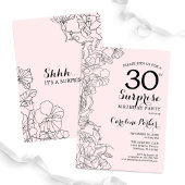 Blush Pink Floral Surprise 30ste verjaardagsfeestj Kaart
