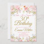 Blush Pink Floral Surprise 30th Birthday Kaart (Voorkant)