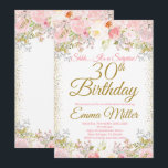Blush Pink Floral Surprise 30th Birthday Kaart<br><div class="desc">Blush Pink Floral Surprise 30e verjaardag uitnodiging. Dit ontwerp is voorzien van geschilderde, Waterverf Blush Pink Floral. Klik op de knop Aanpassen voor meer flexibiliteit bij het wijzigen van de tekst of het verplaatsen van de afbeeldingen. Neem contact met ons op als u dit ontwerp op een specifiek product wilt...</div>