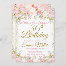 Blush Pink Floral Surprise 30th Birthday Kaart