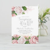 Blush Pink Floral Surprise 40th Birthday Kaart (Staand voorkant)