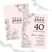 Blush Pink Floral Surprise 40th Birthday Kaart