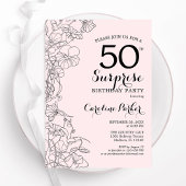 Blush Pink Floral Surprise 50ste verjaardagsfeestj Kaart