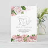 Blush Pink Floral Surprise 50th Birthday Kaart (Staand voorkant)