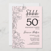 Blush Pink Floral Surprise 50th Birthday Kaart (Voorkant)