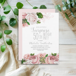 Blush Pink Floral Surprise 50th Birthday Kaart