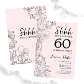 Blush Pink Floral Surprise 60th Birthday Kaart