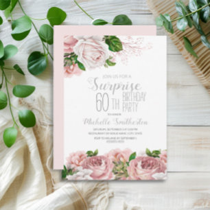 Blush Pink Floral Surprise 60th Birthday Kaart