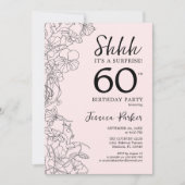 Blush Pink Floral Surprise 60th Birthday Kaart (Voorkant)