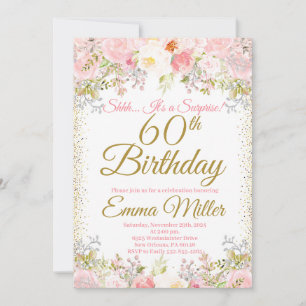 Blush Pink Floral Surprise 60th Birthday Kaart