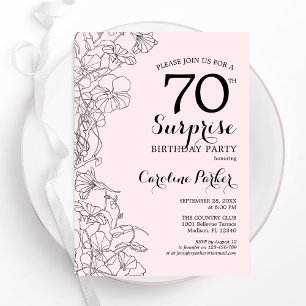 Blush Pink Floral Surprise 70ste verjaardagsfeestj Kaart