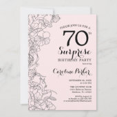 Blush Pink Floral Surprise 70ste verjaardagsfeestj Kaart (Voorkant)
