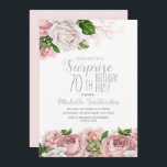 Blush Pink Floral Surprise 70th Birthday Kaart<br><div class="desc">Elegant modern botanisch blush roze waterverf floral (roos) en greenery on white garden-thema verrassing 70ste verjaardagsfeest. Tekst,  lettertype,  tekengrootte en kleur zijn volledig aanpasbaar,  zodat deze kaart volledig aan uw behoeften kan worden aangepast.</div>