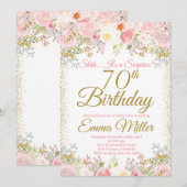 Blush Pink Floral Surprise 70th Birthday Kaart (Voorkant / Achterkant)