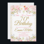 Blush Pink Floral Surprise 70th Birthday Kaart<br><div class="desc">Blush Pink Floral Surprise 70ste verjaardag uitnodiging. Dit ontwerp is voorzien van geschilderde, Waterverf Blush Pink Floral. Klik op de knop Aanpassen voor meer flexibiliteit bij het wijzigen van de tekst of het verplaatsen van de afbeeldingen. Neem contact met ons op als u dit ontwerp op een specifiek product wilt...</div>