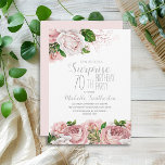 Blush Pink Floral Surprise 70th Birthday Kaart<br><div class="desc">Elegant modern botanisch blush roze waterverf floral (roos) en greenery on white garden-thema verrassing 70ste verjaardagsfeest. Tekst,  lettertype,  tekengrootte en kleur zijn volledig aanpasbaar,  zodat deze kaart volledig aan uw behoeften kan worden aangepast.</div>