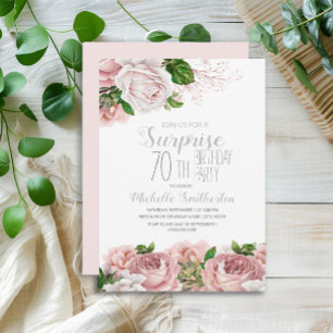 Blush Pink Floral Surprise 70th Birthday Kaart