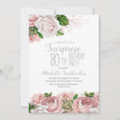 Blush Pink Floral Surprise 80th Birthday Kaart (Voorkant)