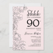 Blush Pink Floral Surprise 90th Birthday Kaart (Voorkant)
