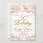 Blush Pink Floral Surprise 90th Birthday Kaart<br><div class="desc">Blush Pink Floral Surprise 90ste verjaardag uitnodiging. Dit ontwerp is voorzien van geschilderde, Waterverf Blush Pink Floral. Klik op de knop Aanpassen voor meer flexibiliteit bij het wijzigen van de tekst of het verplaatsen van de afbeeldingen. Neem contact met ons op als u dit ontwerp op een specifiek product wilt...</div>