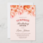 Blush Pink Floral Surprise Birthday Dinner Party Kaart (Voorkant)